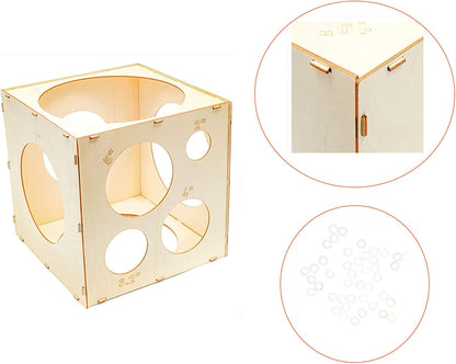 9 Holes Assemblable Wood Balloon Sizer Cube, DIY Tool for Party, Birthday & Wedding Decorations