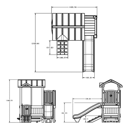 Step2 Woodland Adventure Playhouse & Slide, Kids Outdoor Playset, Backyard Playground Set, Swings, Storage Drawer, Made of Wood & Durable Plastic, Outside Jungle Gym, for Children 3-8 Years Old