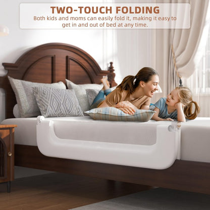 FigTime Bed Rail for Toddlers, Baby Bed Rail Guard for Kids, Toddler Bed Rails with Reinforced Anchor Fit, Height Adjustable & Foldable Bed Rail Guard for Twin, Full, Queen & King Beds (White, 48IN)