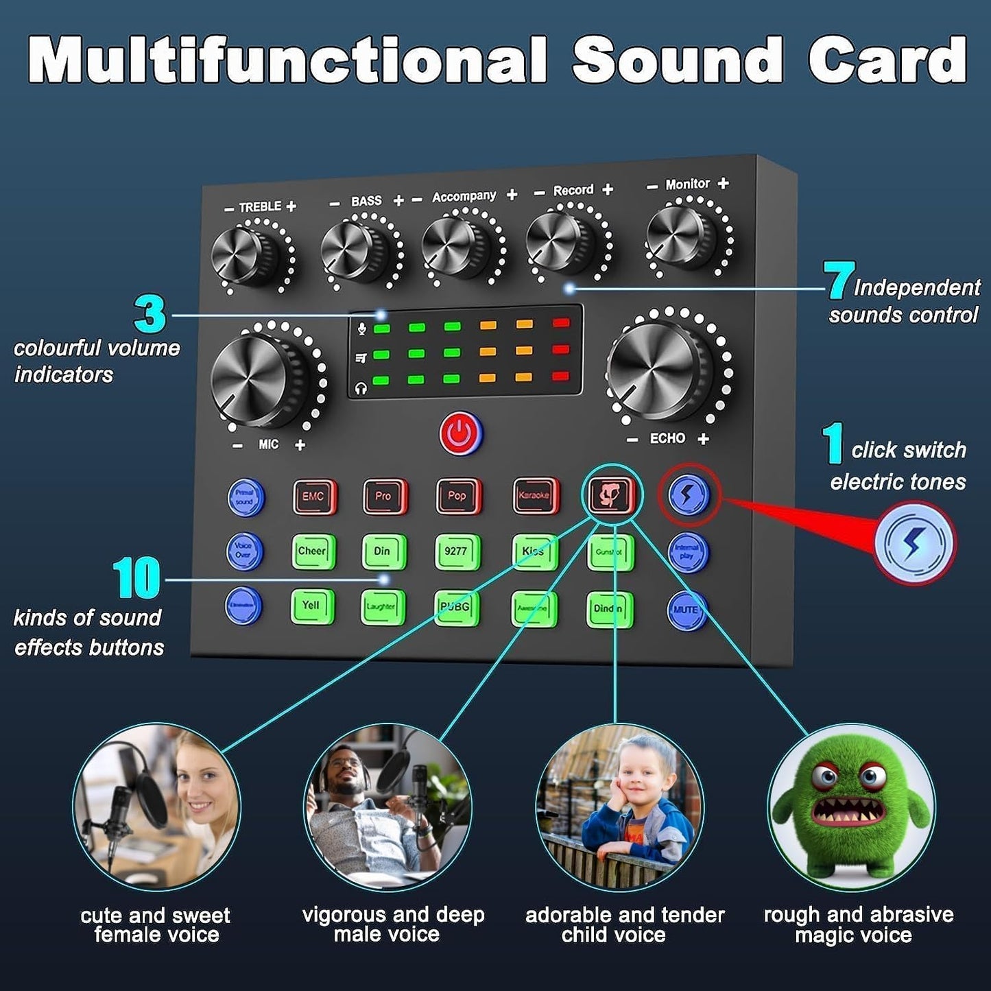 V8s for 2, V8s Voice Changer with BM-800 Podcast Microphone Bundle - Studio Condenser Microphone Perfect for Podcasting, Recording, Singing, Streaming and Gaming
