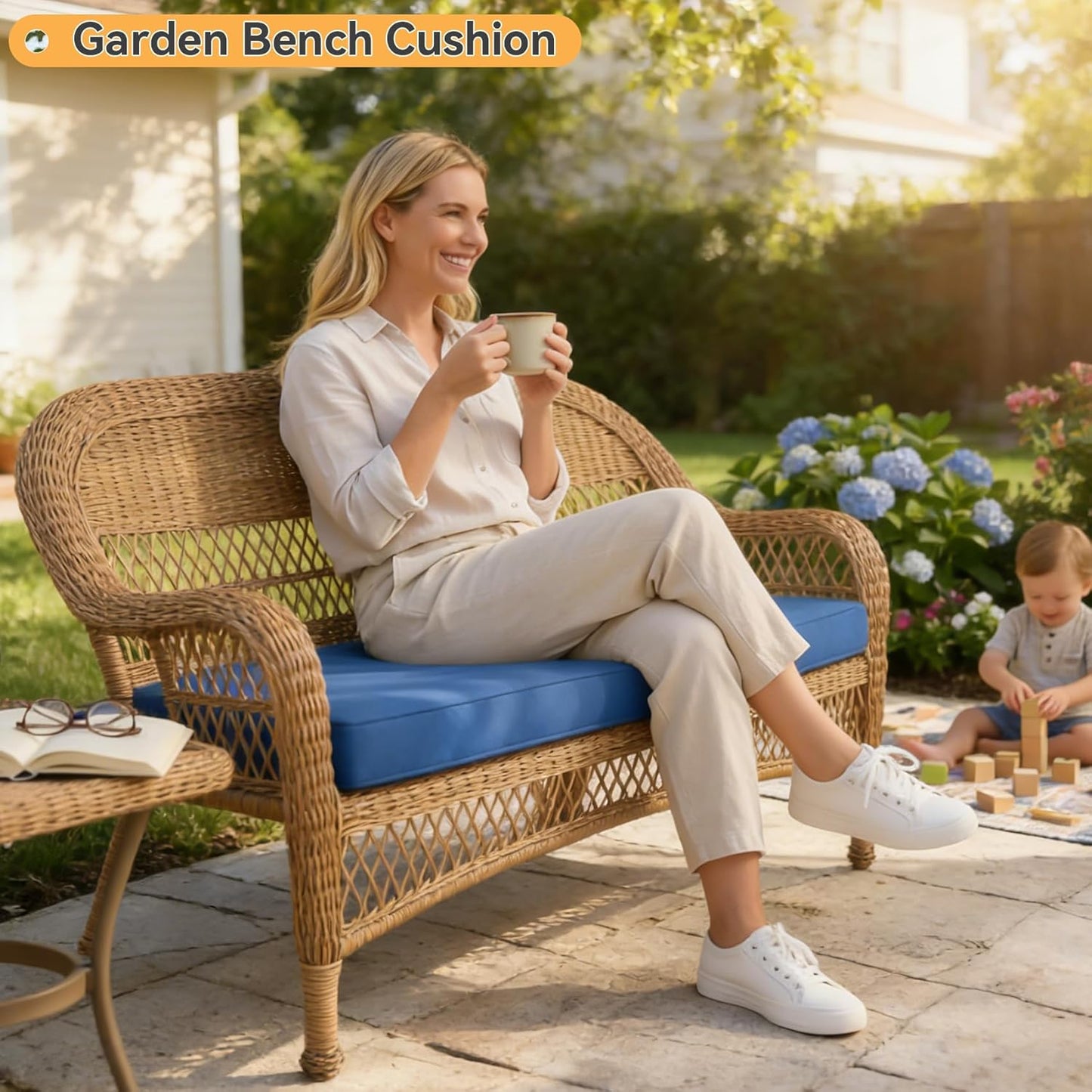 ROFIELTY Custom Bench Cushions, Window Seat Cushions with Non-Slip Bottom, Waterproof Indoor Outdoor Bench Cushion
