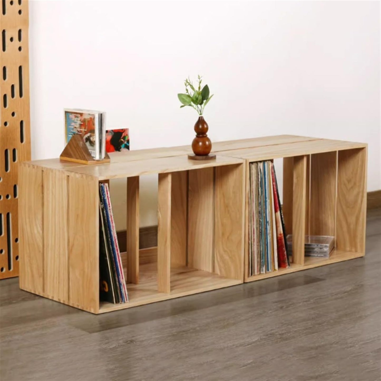 XJOYSL7921 DVD Storage Storage Rack Vinyl Record Holder - Tabletop Storage Display Shelf Stackable Wooden LP Cabinet Stand CD Rack Tower