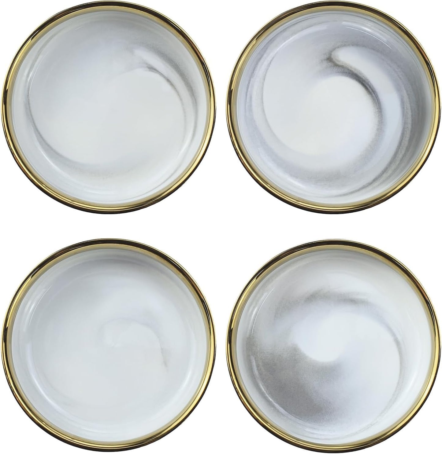 Colias Wing 3.5 Inch Elegant Marble Pattern Porcelain Side Dish Bowl Set of 4 for Soy Dipping Sauce