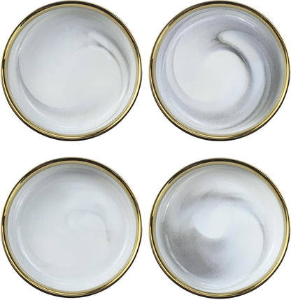 Colias Wing 3.5 Inch Elegant Marble Pattern Porcelain Side Dish Bowl Set of 4 for Soy Dipping Sauce
