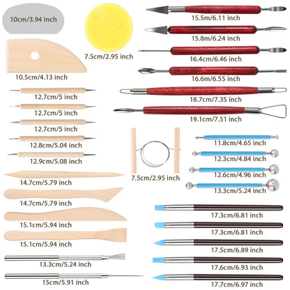 Tovotum Clay Sculpting Tools Kit 30PCS Ceramic Pottery Carving Tools Set for Beginners Expert Art Crafts Pottery Clay Tool