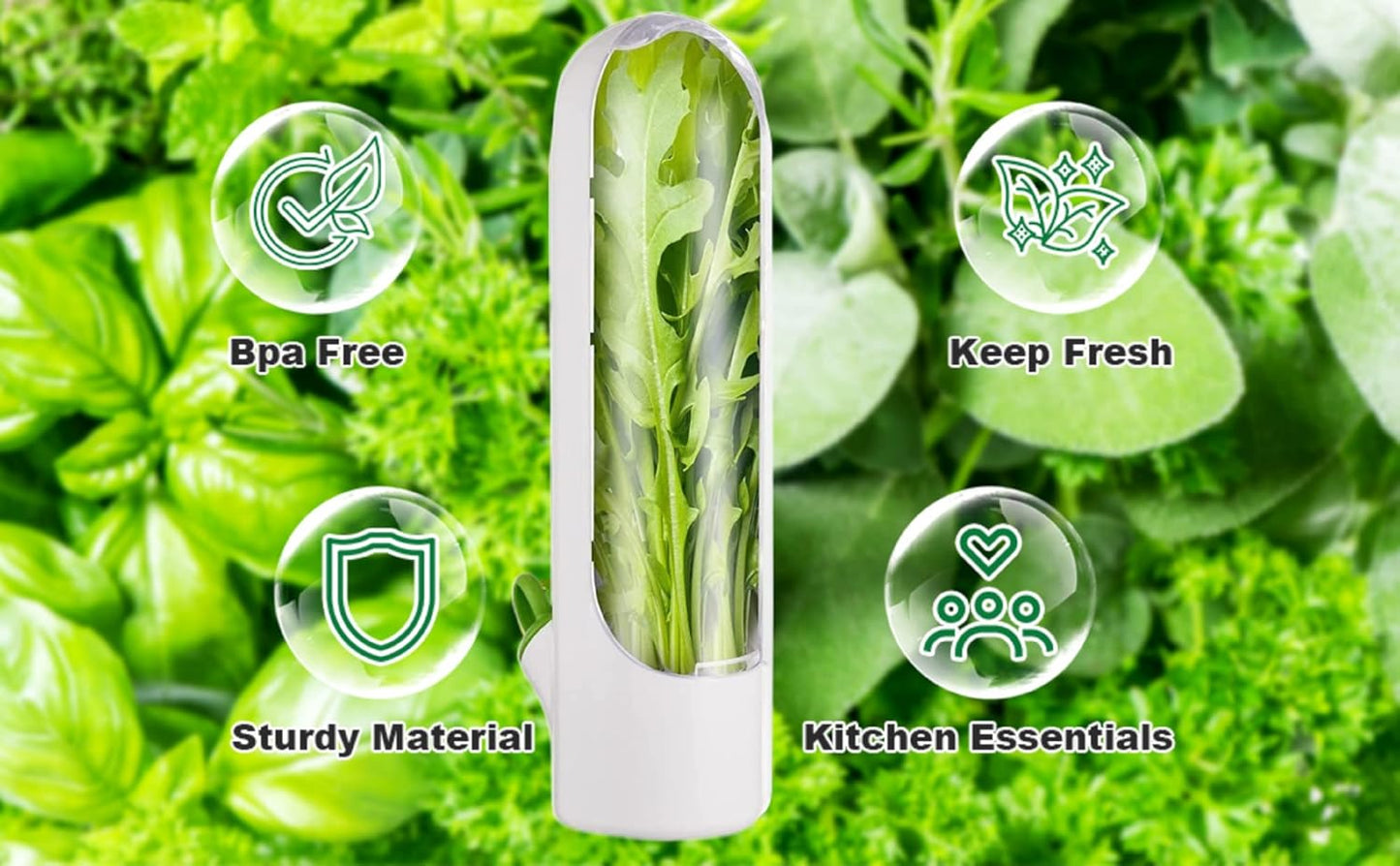 Herb Saver for Refrigerator - Fresh Herb Keeper Pod Containers, Keeps Vegetables Fresh for 2-3 Weeks