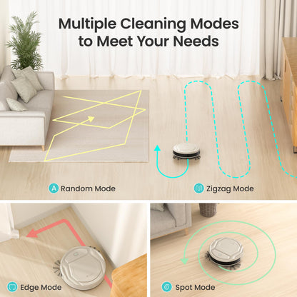 Lefant M210 Pro Robot Vacuum, Slim Quiet, 3 Adjustable Suction Levels, 6 Modes, Robot Vacuum Cleaner for Pet Hair, Hard Floors & Low Carpets, Self-Charging, WiFi/App/Alexa Control, Gray