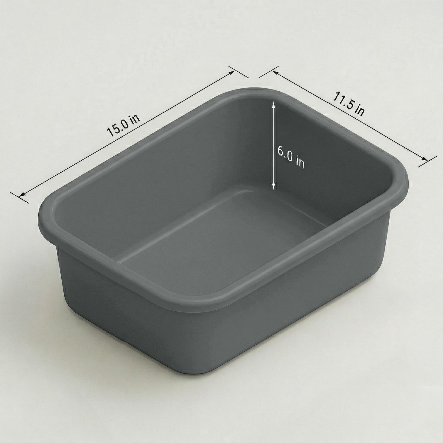 DecorRack 2 Plastic Wash Basins, Large 10 Quart Graduated Bucket, Portable Washbasin for Washing, Cleaning, Foot Bath, Dishes, Face Cleansing Bowl, Gray (2 Pack)