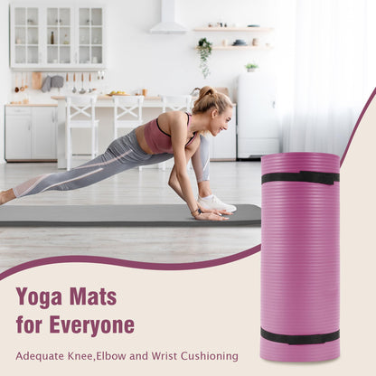 Fitvids Yoga Mat 1-Inch Extra Thick High-Density Exercise Mat with Non-Slip Surface & Carry Strap for Men & Women Tear-Resistant Pilates Workout Mat for Home Gym, Floor Fitness