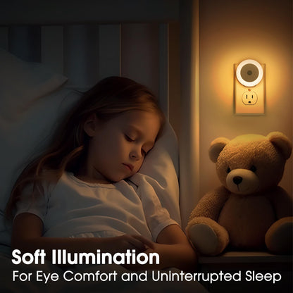 Briignite LED Baby Night Lights Plug into Wall [4Pack], Nightlight with Light Sensors for Kids Room, Bathroom Stair Lights, Hallway Light, Warm White