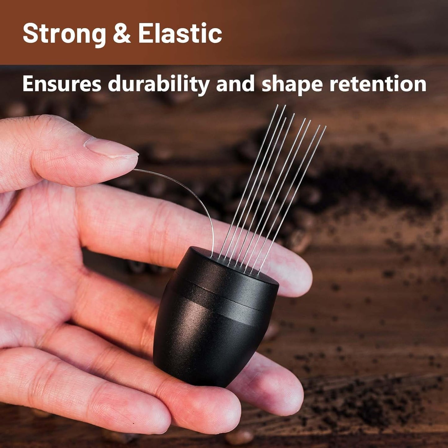 MORILS WDT Espresso Tool with 0.4mm 9 Thick Spring Needles & Extra 9 Needles, Metal Handle with Stand, Black