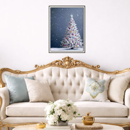 IOHEFY White Christmas Tree Diamond Painting 12 x 16 Inch Full Drill Acrylic Diamond Art DIY Crystal Rhinestone Winter Holiday Artwork Nano Pearlescent Canvas Wall Decor Gift