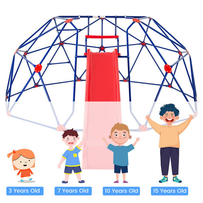 Olakids Climbing Dome with Slide, Kids Outdoor Jungle Gym Geometric Dome Climber, Steel Frame, 13.3FT Climb Structure Backyard Playground Center Equipment for Toddlers