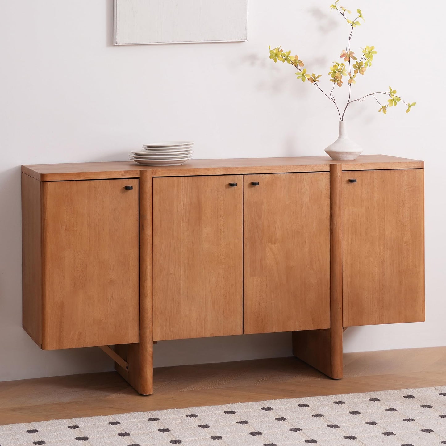 Christopher Knight Home Austen Retro Minimalist Wooden Storage Sideboard, Living Room Cupboard with Shelves, Dining Room/Kitchen Buffet Cabinet, Entryway Display Table, Home Office Credenza, Brown