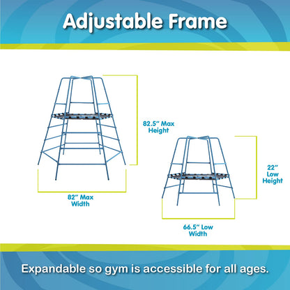 Explorer 2 Jungle Gym Climbing Set with Adjustable Steel Frame, Weather-Resistant Canopy & Platform, Outdoor Playset and Playground Equipment for Kids Ages 3-12, 220 lbs Capacity
