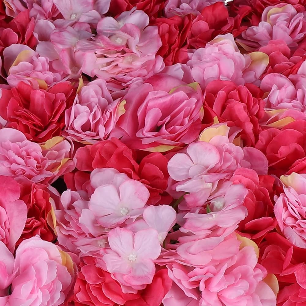 GOUZIBHD Floral Wall Panel for Wedding Celebrations Party Home Decor, 24x16in Faux Flower Wall Background, Artificial Flower Wall Panels, Silk Flower Backdrop