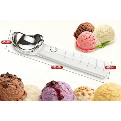 Heated Ice Cream Scoop, 2-in-1 Electric Scooper with ON/Off Switch, 2-Temp Adjustable (113°F-158°F), IP67 Waterproof, Rechargeable, Perfect for Hard Ice Cream, Seniors, Kids, Ideal Gift
