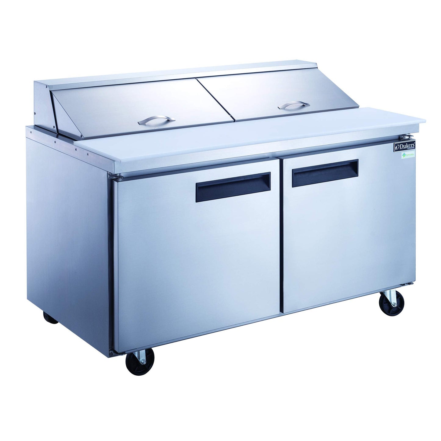 Dukers DSP60-16-S2 14.3 cu. ft. 2-Door 60" Commercial Food Salad/Sandwich Prep Table Refrigerator in Stainless Steel