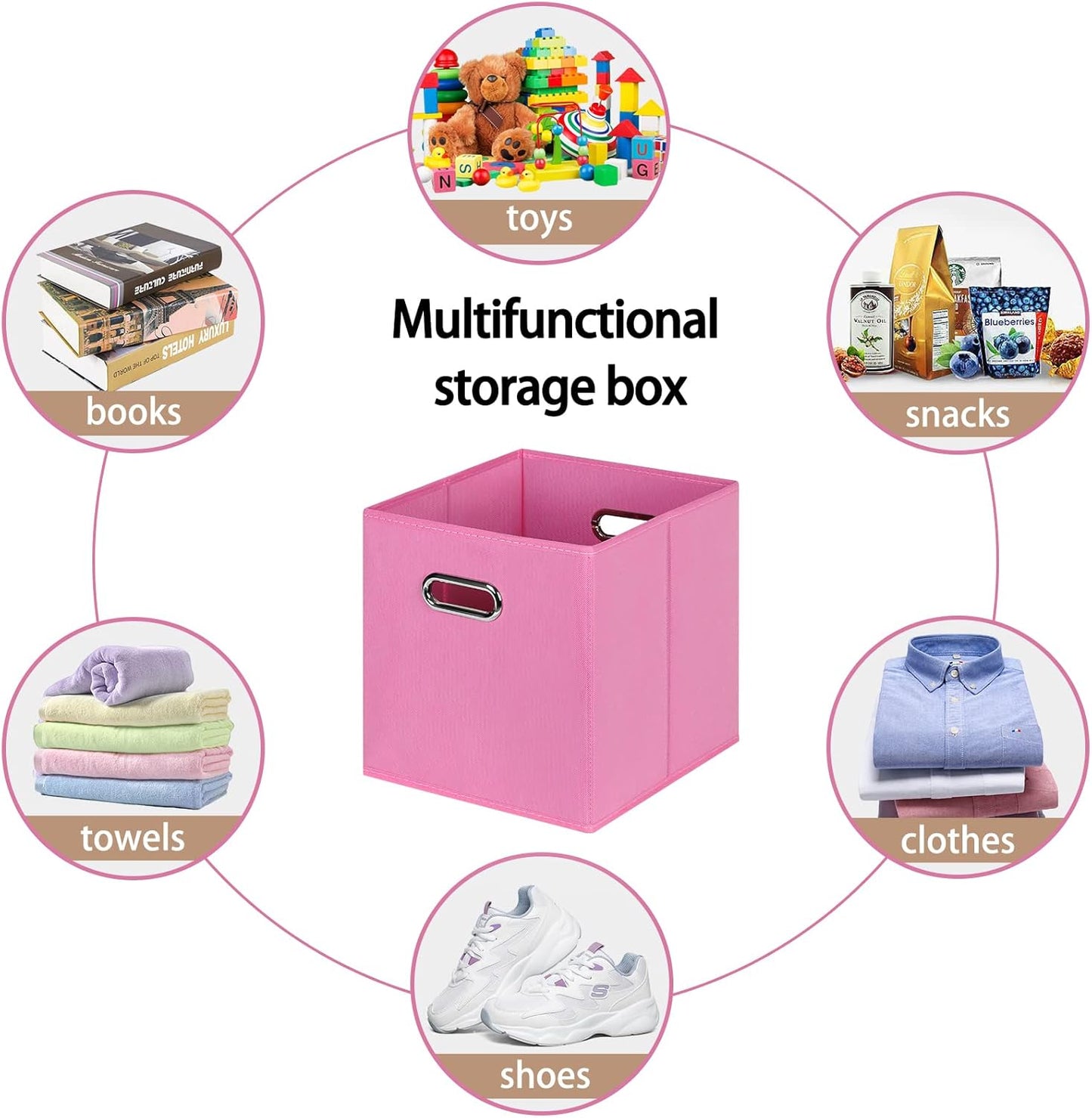 Fabric Cloth Storage Bins - Fabric Cube Bins Organizer with Dual Handles, Foldable Cube Storage Baskets Set of 6