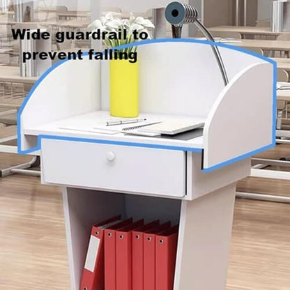 KrrNFYSG Speaking Podium Stand Wooden Lectern for Churches Floor-Standing Hostess Stand Portable Pulpit Desk Reception Podiums Table Stylish(Rojo)