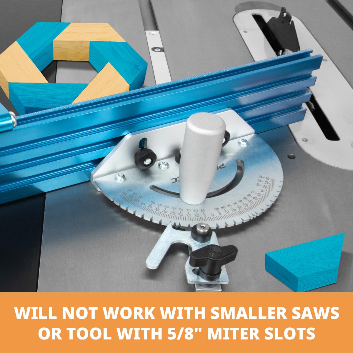 POWERTEC Universal Table Saw Miter Gauge and Aluminum Miter Bar, 27 Angle Stops Miter Gauge, Works w/Table Saws, Band Saw, Router Table (71142)
