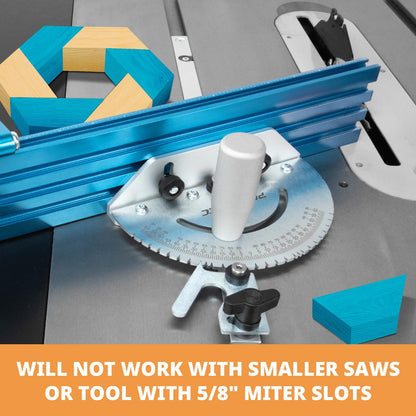 POWERTEC Universal Table Saw Miter Gauge and Aluminum Miter Bar, 27 Angle Stops Miter Gauge, Works w/Table Saws, Band Saw, Router Table (71142)