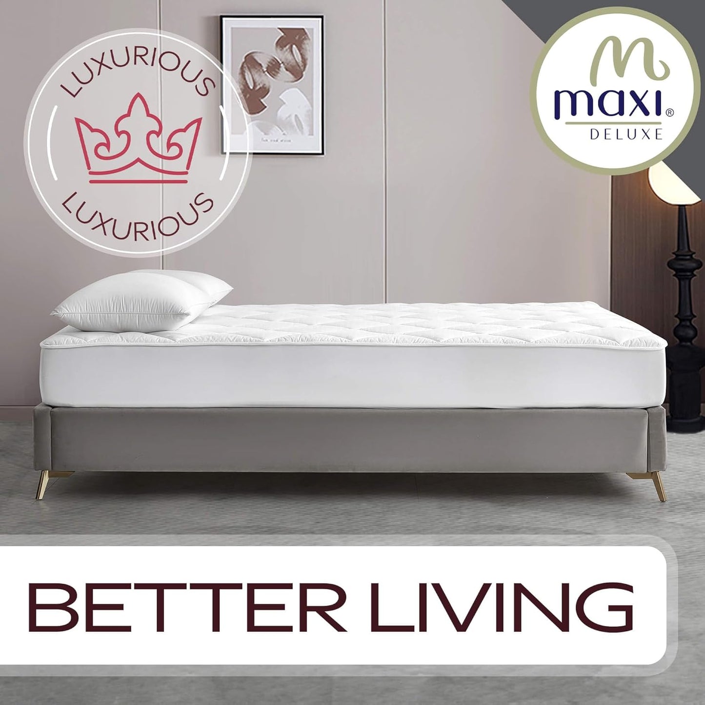Maxi (33 75) Cot Size X Mattress Pad - Luxurious Cotton Sateen Mattress Protector - Soft, Comfortable, & Breatheable