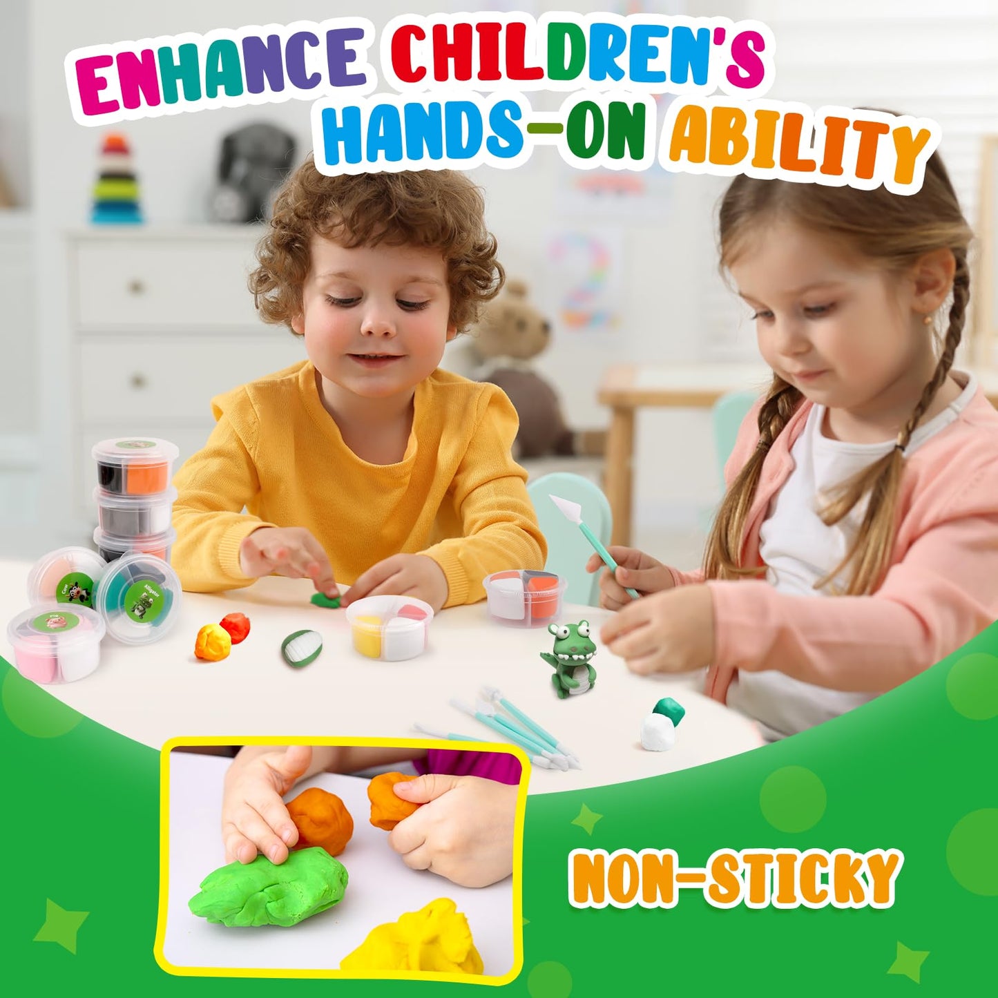 Kasfalci Air Dry Clay Kit for Kids, 12 Animals Modeling Magic Clay, Arts & Crafts for Kids Ages 8-12, Ultra Light & Soft, Safe & Non-Stick with Sculpting Tools & Tutorials, Unique Gifts for Adults