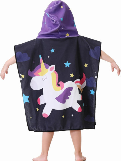 1 2 3 4 5 Unicorn Towel Poncho for Toddler s Kids Bath Beach Pool Girl Age Old Swim Cover-ups with Bag