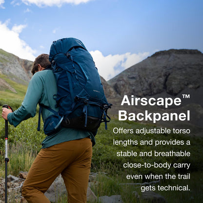 Osprey Kestrel 48L Men's Backpacking Backpack - Hiking & Camping Bag with Waterproof Raincover, Moss Green, Small/Medium