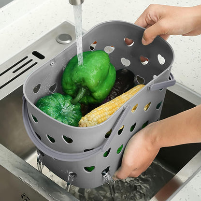 Portable Shower Caddy, Plastic Organizer Bin with Handle for Bathroom, Kitchen, College Dorm, Desktop Storage - Grey