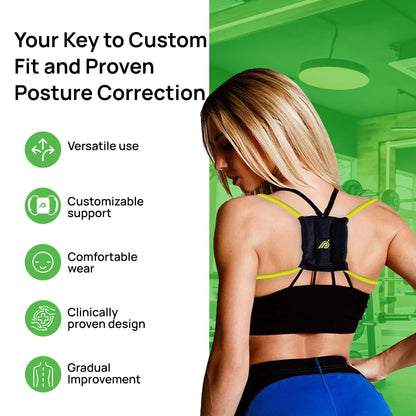 PRIMEKINETIX PostureMedic Dynamic Posture Brace for Neck and Back Support -For Enhanced Shoulder Alignment, Posture Improvement & Stretching-L(Yellow)
