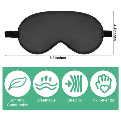 6 Pieces Natural Silk Sleep Mask Soft Eye Mask Adjustable Strap Blindfold Eyeshade Smooth Comfortable Eye Cover with Bag for Sleeping(Black, Taro Purple, Navy, Purple, Pink, Gray)