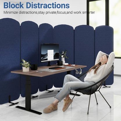 Natwind 5 Panel 122.8 x 71 in Office Room Privacy Protect Space Divider Portable Partition,Wall Folding Cubicle Indoor Freestanding Acoustic Partition Temporary for Office Room, Navy Blue