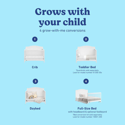 Graco Paris 4-in-1 Convertible Crib – GREENGUARD Gold Certified, Converts to Toddler Bed and Daybed, Fits Standard Full-Size Crib Mattress, Adjustable Mattress Support Base (White)