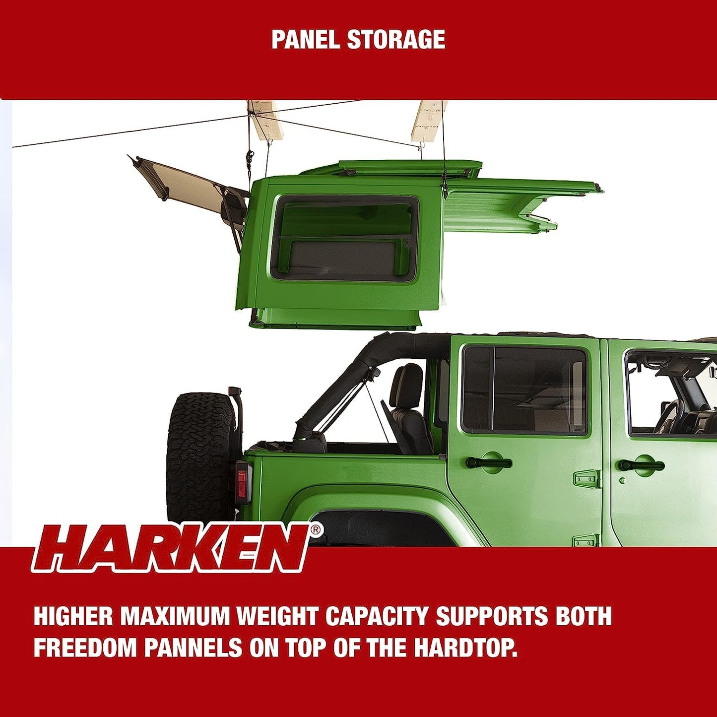HARKEN - Truck Cap Overhead Garage Storage Hoist, Self-Leveling, Safe Anti-Drop System, Easy One-Person Operation, Smart Garage Organization - 7806.12