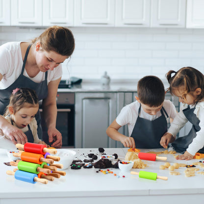 10Pcs 9 Inch Silicone Small Rolling Pin for Kids Wooden Rolling Pins for Baking Mini Silicone 5 Colors Wooden Handle Rolling Pin for Kitchen Cake Baking Cookie