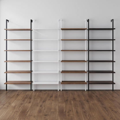 Nathan James Theo 6-Shelf Tall Bookcase, Wall Mount Bookshelf with Natural Wood Finish and Industrial Metal Frame, Nutmeg/Matte Black, Set of 2
