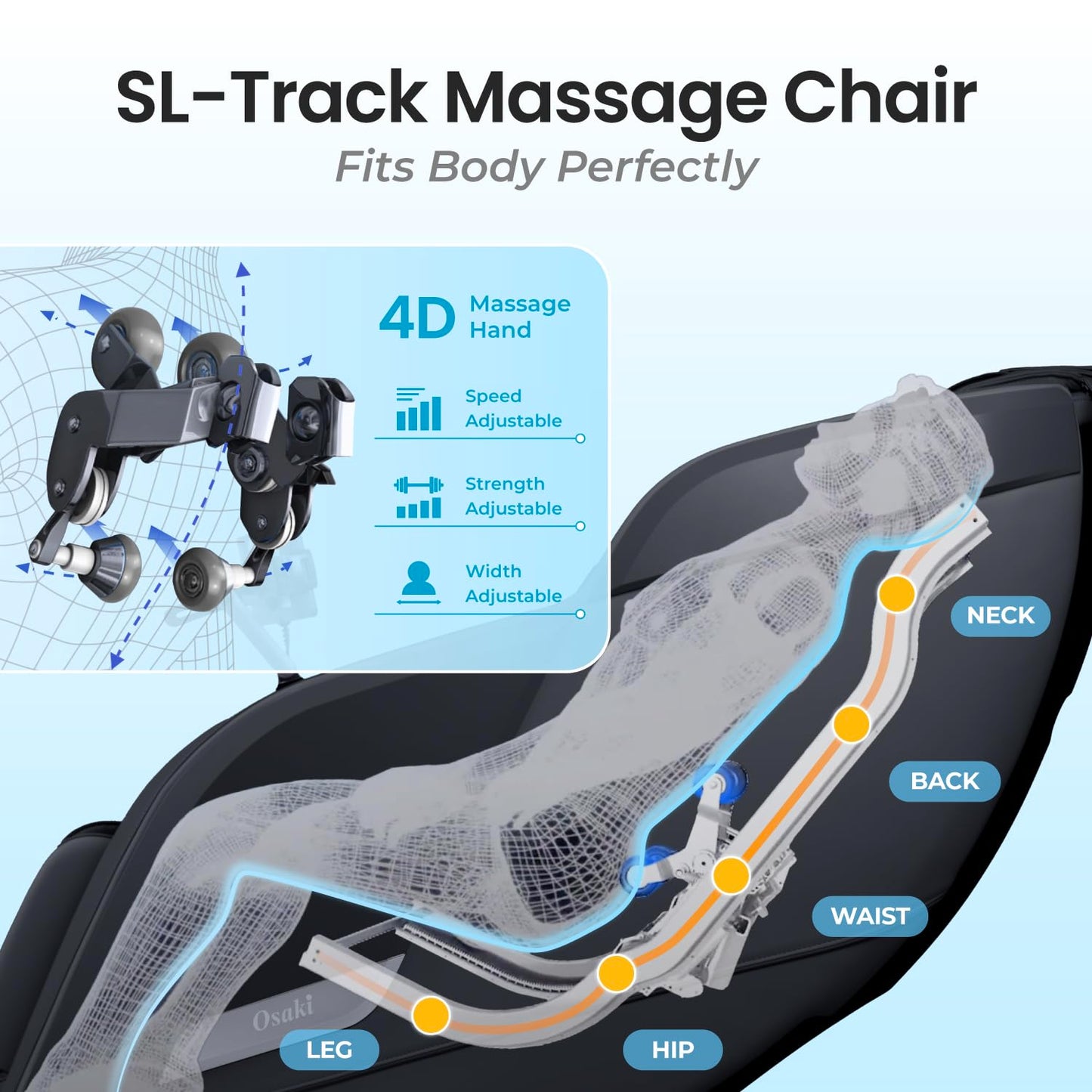 Osaki Vibe 4D l 4D Massage Mechanism l Automatic Body Scan l Deep Calf-Kneading l Space-Saving Technology l 3-Stage Zero Gravity l 32-Cell Full Body Air Massage