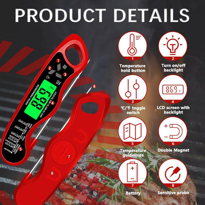 Skiennix Digital Meat Thermometer - IP67 Waterproof with Backlight & Calibration | Perfect for Cooking & Grilling