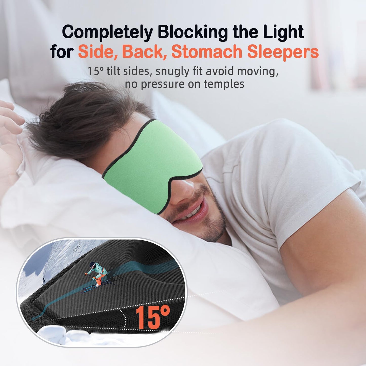 LitBear Sleep Mask for Side Sleeper Women Men, Eye Mask for Sleeping Light Blocking, 3D Contoured Cup Sleeping Mask, Soft Breathable Sleep Eye Mask with Adjustable Elastic Strap for Travel
