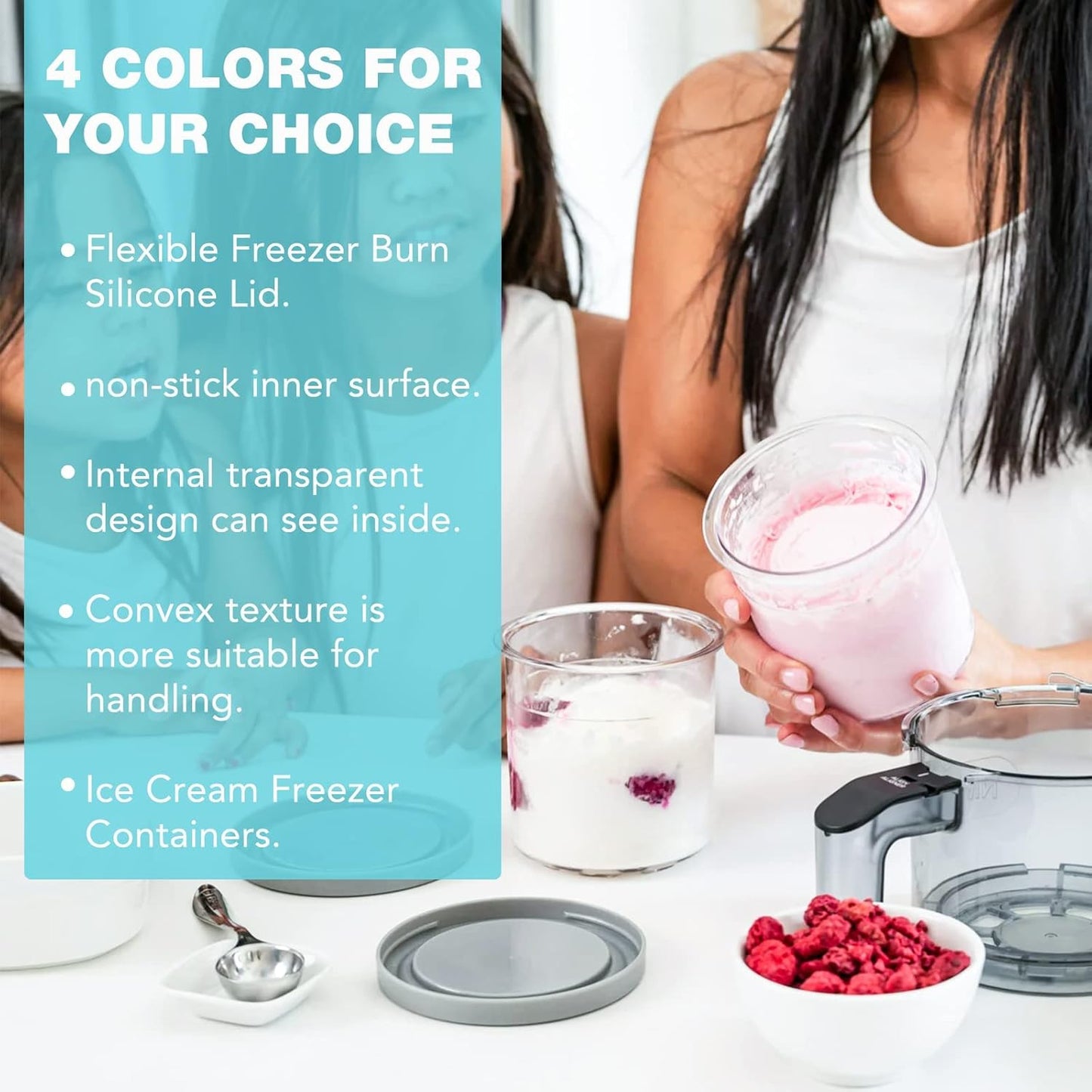 4 16oz NC301 NC300 NC299AMZ LP Pcs Ice Cream Pints Containers and Lids, Cups Compatible with Series Creami Makers