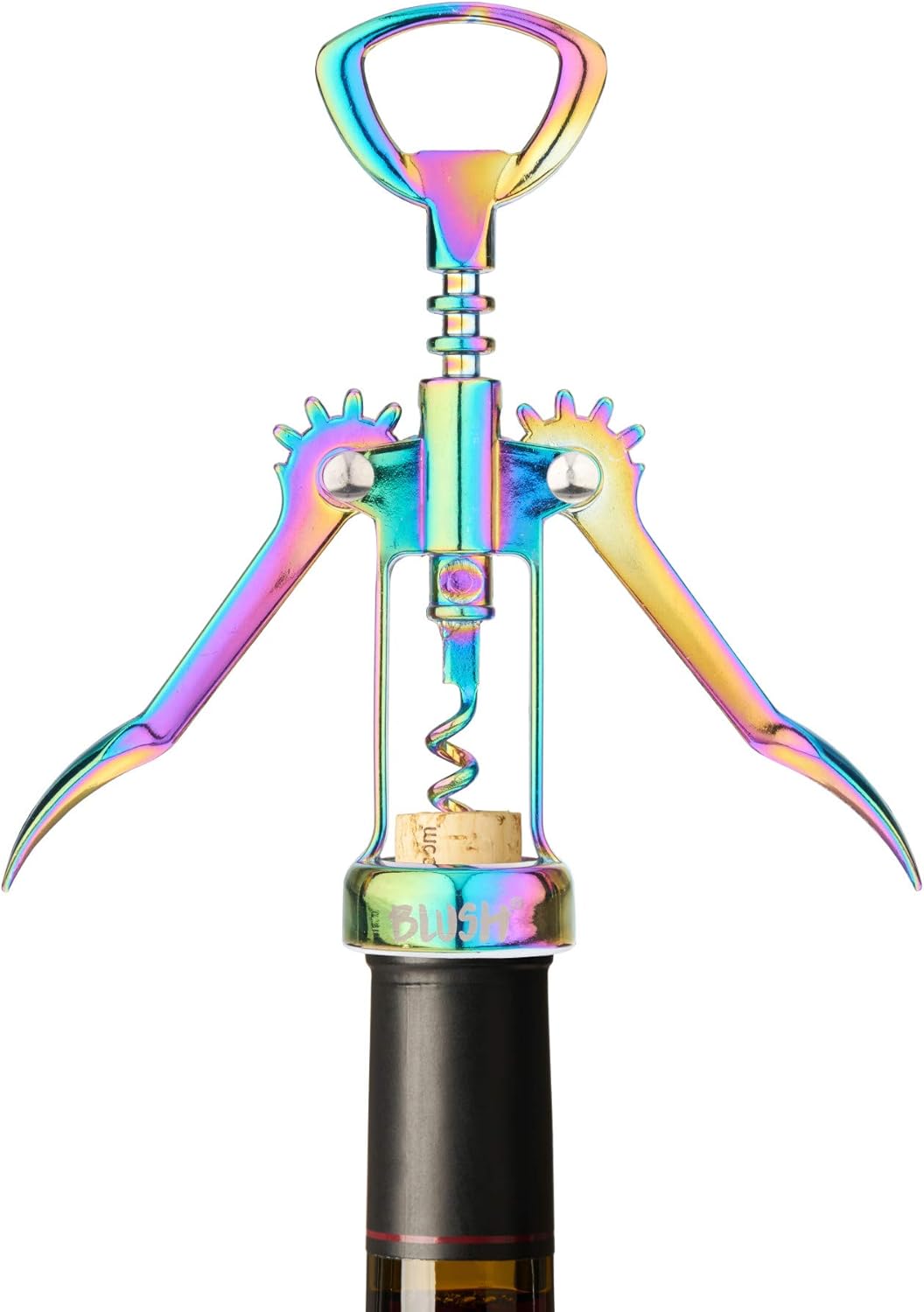 Blush Winged Corkscrew, Iridescent Bottle Opener, Rainbow Wine Gift Accessory, Mirage, Set of 1