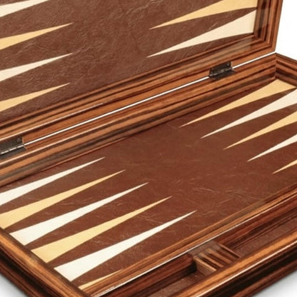 Turkish Backgammon Set for Adults, 19 Inch Luxury Ebony & Leather Backgammon Board, Premium Foldable Travel Game with Acrylic Checkers & Dice, Elegant Gift Choice for 2 Players