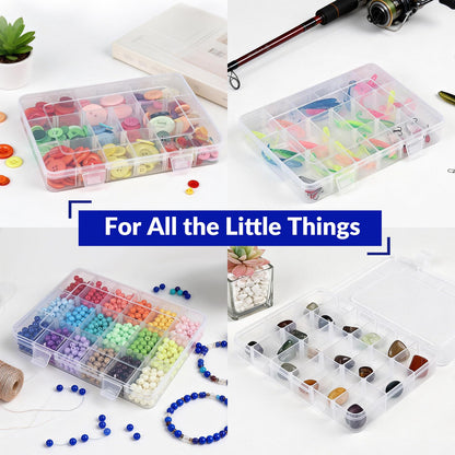 MERRYFILL 18 Grids 7.9 x 5.8 x 1 Compartment Organizer Container with Adjustable Divider 6 Pack multi Plastic Storage Box mini Case for Bead Craft Jewelry Fishing Tackles Nail Charm Sticker Small item