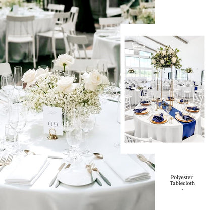 10 Pack White Round Tablecloth 90 Inch, Waterproof Polyester Table Cloth for Round Tables, White Tablecloths Stain and Wrinkle Resistant Washable Fabric Table Cover for Party Dining Wedding Banquet