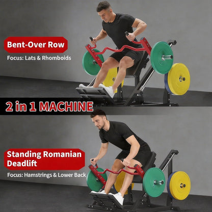 Home Gym Linear Row Machine, Plate-Loaded Smith-Style Back Trainer with Linear Bearings, Compact Multi-Grip Equipment for Small Spaces (Suitable for Beginners & Advanced Lifters)