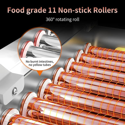 1700W Hot Dog Rollers,30 Hot Dog Capacity 11 Non-Stick Stainless Steel Rollers,Hot Dog Machine with Dust Cover,Hot Dog Roller Machine with Dual Temp Control and Led Light/Detachable Drip Tray (White)