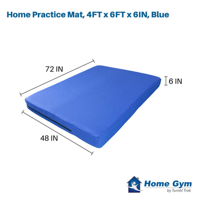 Tumbl Trak Home Practice Mat, 4 ft x 6 ft x 6 in, Soft Pillow Mat, Thick Gymnastics Landing Mat for Home(Blue)