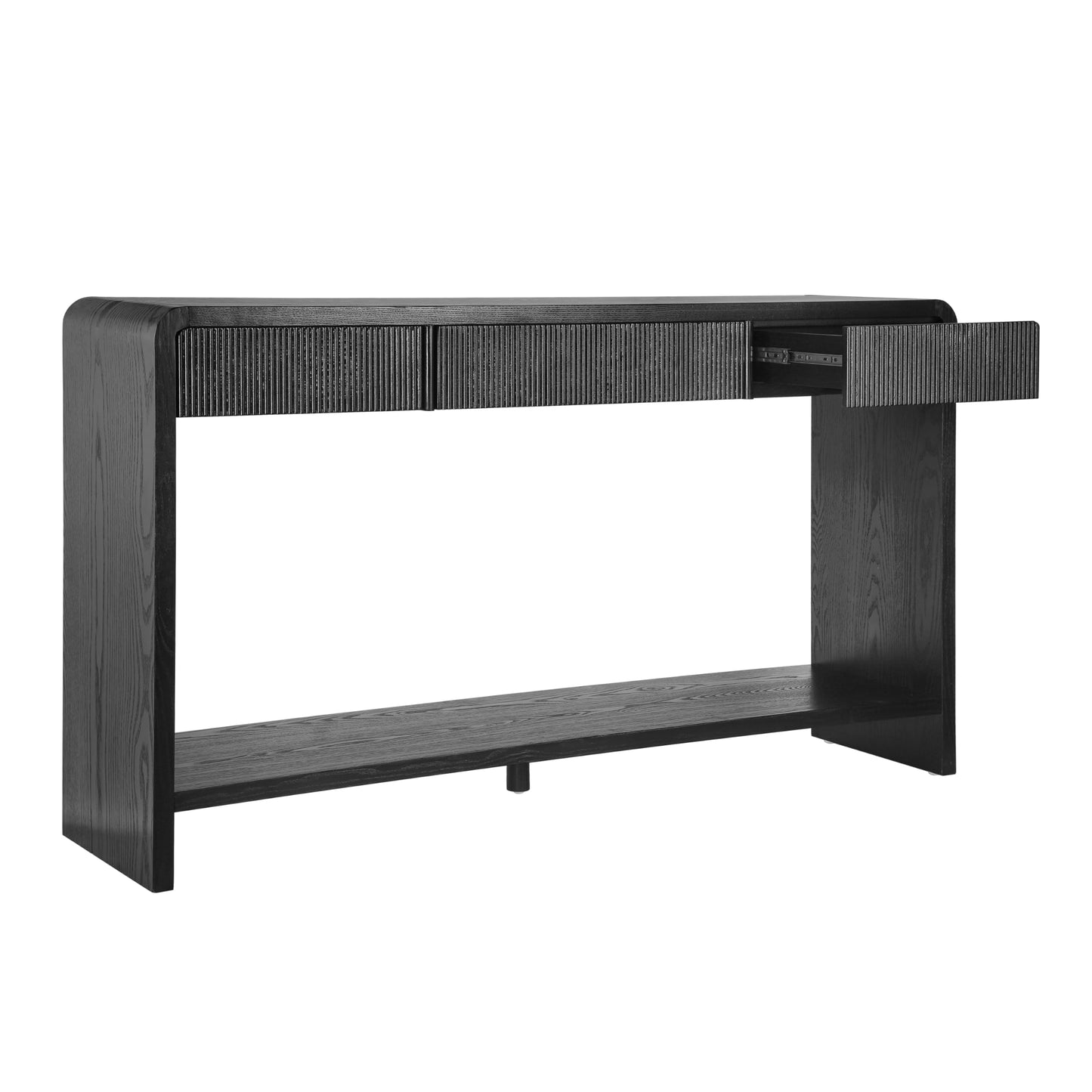 Christopher Knight Home Mimid Modern Console Table with Drawers, Wooden Narrow Console Table with Storage, Sofa Behind The Couch Table with Storage+Bottom Shelf, Black